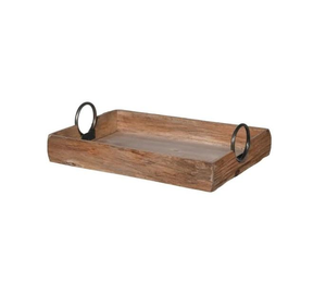Wooden Tray Wooden Serving Tray Wooden <b>Breakfast</b> Tray with Metal Handle Wholesale Manufacturer - Product Image 2