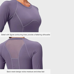 Hauts de yoga personnalisés pour femmes, respirants, séchage rapide, écologiques, grandes tailles, en Spandex/Polyester, pour fitness et entraînement, marque privée - Product Image 3
