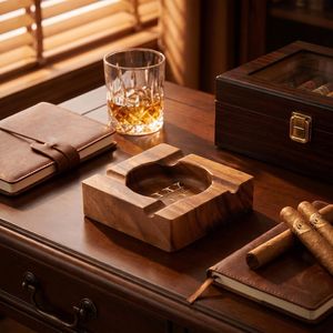 Cenicero de Cigarros Cuadrado de Madera Maciza de Lujo, Cenicero Decorativo Hecho a Mano, Porta Cenizas Personalizado, Venta al Por Mayor Premium - Product Image 5
