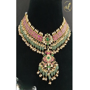 Ensemble de collier classique Jadau en laiton plaqué or de qualité supérieure, élégant, pour les mariages, les fêtes, les cadeaux, les femmes - Product Image 2