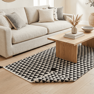 Modern Chevron Pattern Floor Rug 5x10 Rectangle Flat Weave Stain Resistant Living Room Rug Pink White Handwoven Cotton Area Rug - Product Image 5