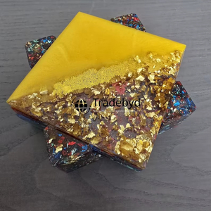 Designer Wooden Resin Square Luxury <b>Coaster</b> Set Premium Handmade Multi-Use <b>Drink</b> <b>Coasters</b> for Home Decor Tradebyd - Product Image 3