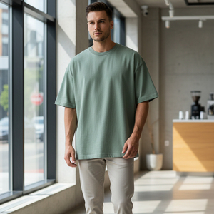 T-shirt surdimensionné personnalisé en polyester 220g anti-UV, éco-responsable, pour homme, style streetwear, épaules tombantes, grandes tailles - Product Image 6