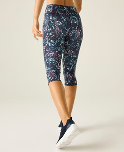Leggings Capri à Taille Haute Imprimés Fleurs, Extensibles et Respirants, Vêtements de Sport pour Femmes, Tricotés en Spandex et Polyester, Design Sans Couture - Product Image 2
