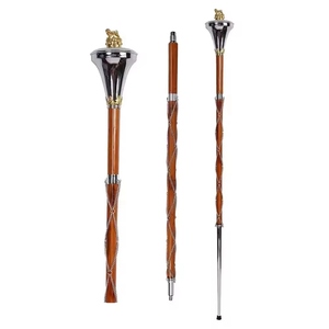 Masse de majorette artisanale en acier inoxydable, tête en forme de lion, couronne de lion, instrument de fanfare, masse de majorette traditionnelle - Product Image 1