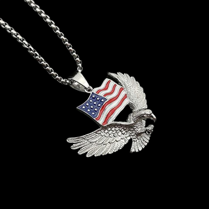 Custom Eagle With American Flag Pendant 925 <b>Silver</b> 22K Gold Plated Hip Hop Jewelry Unisex Everyday Wear Themed <b>Charm</b> - Product Image 2