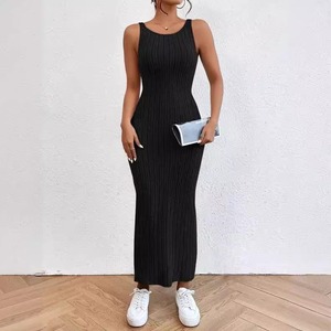 New Fashion American Style Spring Summer New Sleeveless Strap Long Dress Sexy Wrapped <b>Hip</b> Waist Knitted Dress - Product Image 1