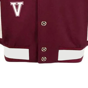 Chaqueta Varsity para Mujer con Cuello Alto, Parches de Color en Contraste, Bordado, Cierre con Botones y Manga Larga, MOQ Bajo - Product Image 5