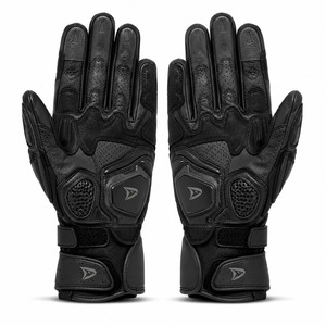 Guantes de cuero al por mayor para carreras, negros, transpirables, con protección de palma y cierre de velcro, unisex, para montar. - Product Image 2