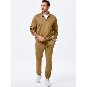 Conjunto Deportivo Personalizado para Hombre, Cómodo, de 2 Piezas, con Camiseta Polo de Cierre de Cremallera y Pantalones Deportivos - Product Image 4
