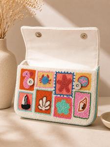 Bolso de Hombro MSR con Flores Tejidas y Cuentas, Estilo Boho Chic, Ligero, Ecológico, para Todas las Temporadas, Detalle Artesanal para Bodas/Fiestas - Product Image 3