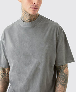 T-shirt pour homme tendance, effet délavé, logo imprimé DTG personnalisé, 100% coton, manches courtes, style vintage, hip hop - Product Image 2