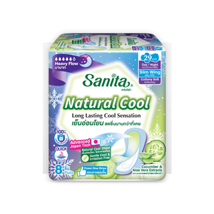 Toallas Sanitarias Sanita Natural Cool de 29 cm con Alas, Alta Absorbencia, Uso Diurno, Refrescantes, Transpirables e Hipoalergénicas - Product Image 1