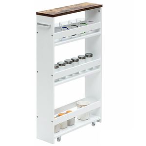 Carrello portaoggetti da cucina a 4 ripiani con ruote e maniglia, organizer salvaspazio per una gestione efficiente degli spazi - Product Image 5