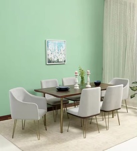 Luxury Solid Wood <b>Dining</b> <b>Table</b> 6 Wooden Chairs Eco-Friendly Durable Commercial Use Outdoor Restaurants Hotels - Product Image 1
