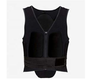Chaleco Protector de Cuerpo Tejido Transpirable Unisex con Cierre de Cremallera, Cintura Alta, Sin Mangas, Color Negro Sólido, para Montar a Caballo - Product Image 6