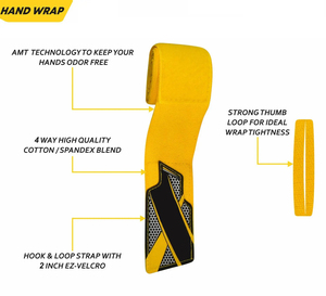 Breathable Nylon Wrist <b>Wraps</b> with Velcro Closure for Martial Arts Training Unisex Yellow Black Hex Mesh Design - Product Image 6