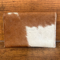 Dompet koin kulit sapi asli, dompet saku depan ramping casing kartu Barat untuk wanita, kartu kredit/tempat uang tunai, kantong amplop