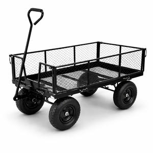 Chariot de jardin en acier robuste à capacité de 1000 lb, côtés amovibles pliables, pneus pneumatiques de 10 pouces, chariot utilitaire noir ODGGAD008 - Product Image 4