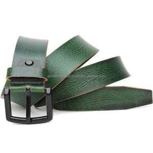 Ceinture décontractée en cuir tanné végétal pleine fleur pour hommes et femmes avec ceinture à boucle ardillon noire élégante - Product Image 2