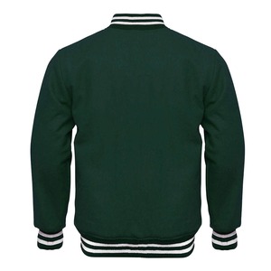 100% Wool Top Custom Hooded <b>Men</b> Varsity Bomber Jacket High Quality Green Stand Collar Patchwork Cartoon - Product Image 2