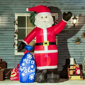 8ft LED <b>Christmas</b> <b>Inflatables</b> Outdoor Smiling Santa Claus Gift Bag Blow-Up Yard Decorations for Lawn Holiday Yard Decorations - Product Image 2