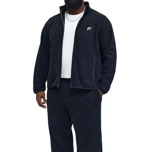 Conjunto de chándal informal cálido de invierno para hombre, de dos piezas con hombros caídos, sudadera con cremallera completa de forro polar, atuendo de streetwear personalizado - Product Image 1