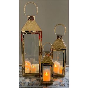 Ensemble de lanternes modernes en acier inoxydable et verre, porte-bougie suspendu de luxe pour décoration de mariage, centre de table, maison et jardin - Product Image 2