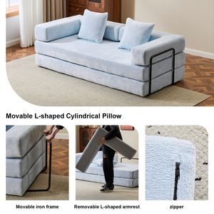 Divano Letto Convertibile Comodo con Supporto Lombare a Cuscino e Braccioli, Futon Lounge Sleeper C-Product - Product Image 4