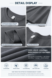 Camiseta de Verano para Hombre OEM, 210G, Algodón Romano, Cuello Redondo, Manga Corta, Corte Holgado, Color Sólido, Refrigerante, Antibacteriana - Product Image 3