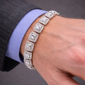 Bracelet tennis de luxe en or 10 carats avec diamants de laboratoire taille coussin de qualité supérieure 5-6 carats, serti, haut de gamme, pour soirée, cadeau, bijoux - Product Image 1