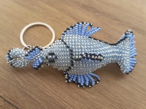 Crochet Beaded Fish Keychain: Handmade Ocean <b>Bag</b> <b>Charm</b> Animal <b>Charm</b> Ocean Lover Gift, Blue Bead Keyring, Sea-Inspired Accessory, - Product Image 1