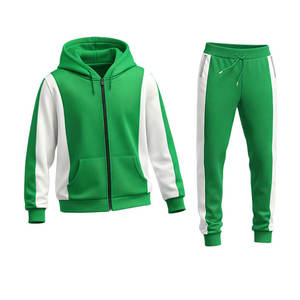 Conjunto de chándal verde y blanco para hombre, sudadera con capucha y pantalones deportivos, ropa deportiva para gimnasio, conjunto informal, ropa deportiva, traje de entrenamiento - Product Image 1