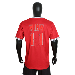Camiseta de Béisbol Bordada en Rojo con Logotipo Personalizado al por Mayor, Estilo Nuevo, Cuello en V, para Adultos, Tallas S-XXXL, Impresión por Sublimación, OEM/ODM - Product Image 2