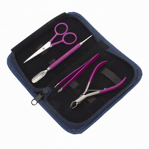 Hot Pink 4 Pcs Manicure Set Professional Nail Care Kit Stainless Steel Tools with Travel Case Nail Clipper Tweezers File Set - Product Image 1