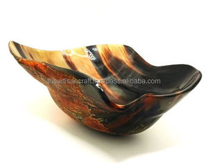 Eco-Friendly Polished Horn Serving Bowl Artisan Crafted Modern <b>Desk</b> Accessory for Presents Stocked Key Holding or Salad Use - Product Image 3