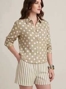 ONETEN APPARELS เสื้อเชิ้ตลายจุดวินเทจสำหรับผู้หญิงและกางเกงขาสั้นลายทางชุด 2 ชิ้น - Product Image 5
