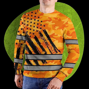 Camiseta de Alta Visibilidad con Diseño de Calavera para Hombre, Camiseta de Seguridad Reflectante de Manga Larga, Camiseta de Trabajo Reflectante con Estampado por Sublimación - Product Image 4