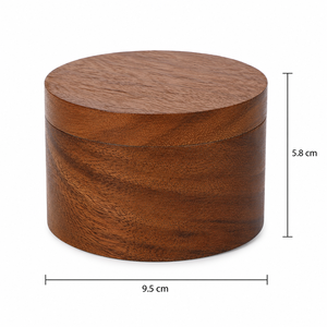 Custom Logo Acacia Wood Salt Cellar Round Wooden Salt <b>Box</b> with Magnetic Removable Lid OEM ODM Manufacturer - Product Image 3