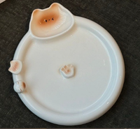 Assiette à dumplings en céramique motif chat mignon, plateau compartimenté de dessin animé pour le petit-déjeuner et les salades des enfants