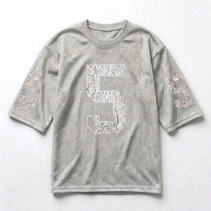 High Quality Custom Printed Oversized American Football Fans Sportswear Single Layer Mesh Jersey Loose Fit Plus Size <b>Tshirts</b> - Product Image 5