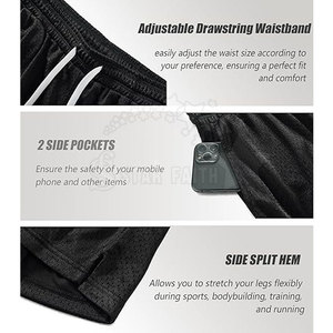 Pantalones Cortos de Malla Estilo Urbano, Cintura Elástica, Color Sólido, Casuales, Ecológicos, Transpirables, Ligeros, Ropa de Moda para Actividades al Aire Libre para Hombre - Product Image 5