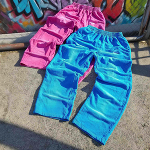 Pantalon de survêtement personnalisé pour homme, brodé, épais, coupe évasée, en molleton, avec strass, style vintage délavé à l'acide - Product Image 5