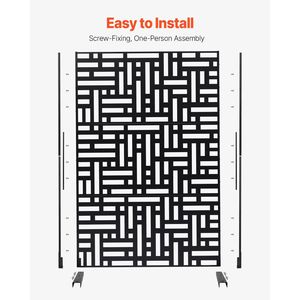 47\" X 76\" Outdoor Privacy <b>Screen</b> 3-<b>Panel</b> Freestanding Divider Stand Decorative Garden Metal <b>Screen</b> & Room Divider - Product Image 5