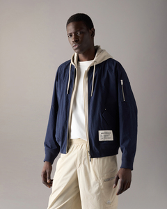 Blouson Bomber Personnalisable Entièrement Chauffant Bleu Skylark avec Fermeture Éclair, Capuche Hiver, Streetwear Printemps, Veste à Capuche Coupe-Vent d'Extérieur avec Logo - Product Image 1