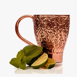 Mug à Moscow Mule en acier inoxydable gravé à la main, design bohème, écologique, anti-fuite, motif floral vintage, pour cocktails - Product Image 2