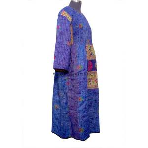 ชุดเดรสลำลองทำมือจากผ้าฝ้ายคันธาสไตล์วินเทจสำหรับผู้หญิงและเด็กผู้หญิง พิมพ์ลายสกรีน แขนยาว เหมาะสำหรับงานปาร์ตี้ ขายส่ง - Product Image 4