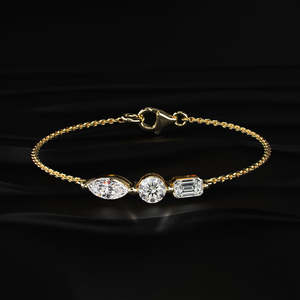 Premium three stone moissanite <b>bracelet</b> marquise round emerald cut 7 inch 925 sterling <b>silver</b> 10k 14k 18k gold platinum - Product Image 4