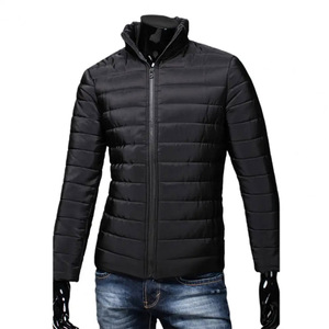 Autumn Winter 2025 Men's Puffer <b>Jacket</b> Outerwear Solid Color Stand Collar Hood Zipper Closure Pockets Zipper Closure Men Coat - Product Image 3