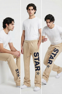 Pantalones de chándal para hombre de pierna ancha, estampados, de cintura media, tallas grandes, holgados, con efecto apilado - Product Image 6